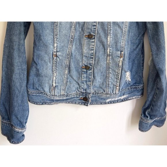 Hollister Jean Jacket Distressed Destroyed Women Size L - Picture 3 of 9